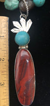 Load image into Gallery viewer, Red Creek Jasper and Turquoise sterling silver Shamans necklace
