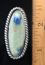 Load image into Gallery viewer, Chrysocolla with azurite sterling silver ring
