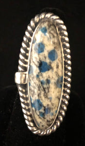 Azurite in Quartz sterling silver ring