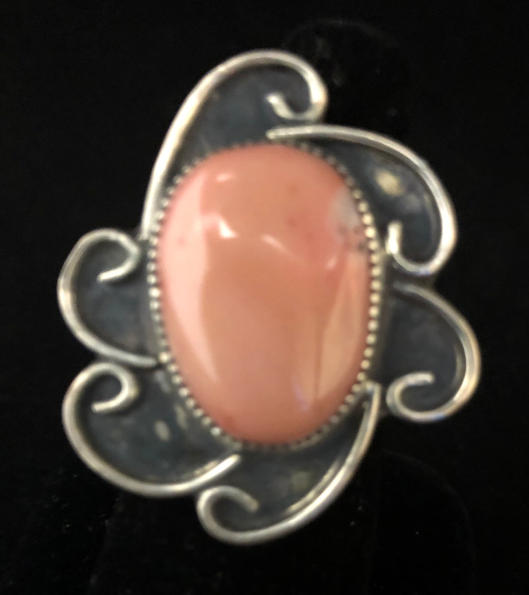 Pink Coral sterling silver ring