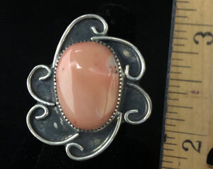 Pink Coral sterling silver ring