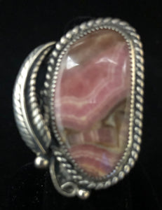 Rhodochrosite sterling silver ring