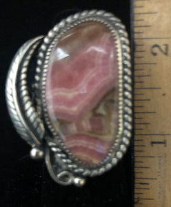 Rhodochrosite sterling silver ring