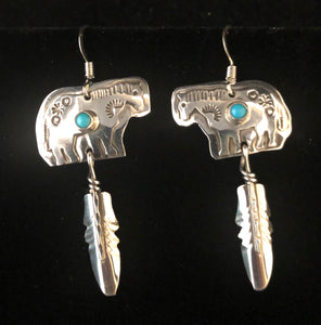 Turquoise sterling silver horse earrings