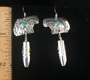 Turquoise sterling silver horse earrings