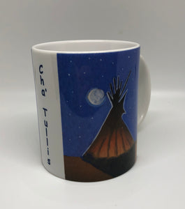 "Big Moon Teepee" ceramic art coffee mug