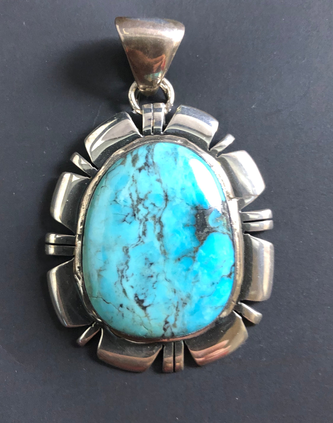 Turquoise sterling silver pendant necklace