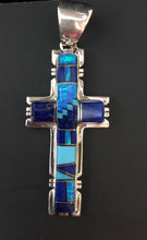 Load image into Gallery viewer, Multi stone sterling silver cross necklace pendant

