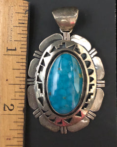 Turquoise sterling silver pendant necklace