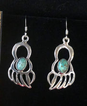 Load image into Gallery viewer, Turquoise sterling silver bear paw earrings
