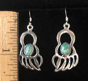 Turquoise sterling silver bear paw earrings