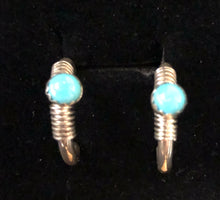Load image into Gallery viewer, Turquoise sterling silver hoop earrings
