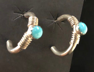 Turquoise sterling silver hoop earrings