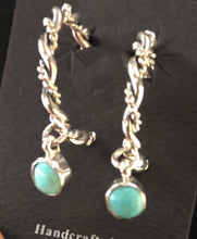 Load image into Gallery viewer, Turquoise sterling silver hoop earrings

