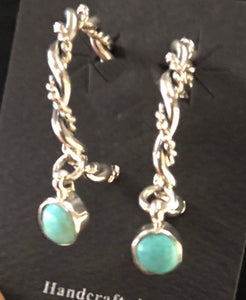 Turquoise sterling silver hoop earrings