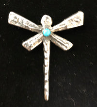 Load image into Gallery viewer, Turquoise sterling silver dragonfly pin/necklace pendant
