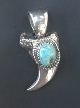 Load image into Gallery viewer, Turquoise sterling silver bear paw necklace pendant
