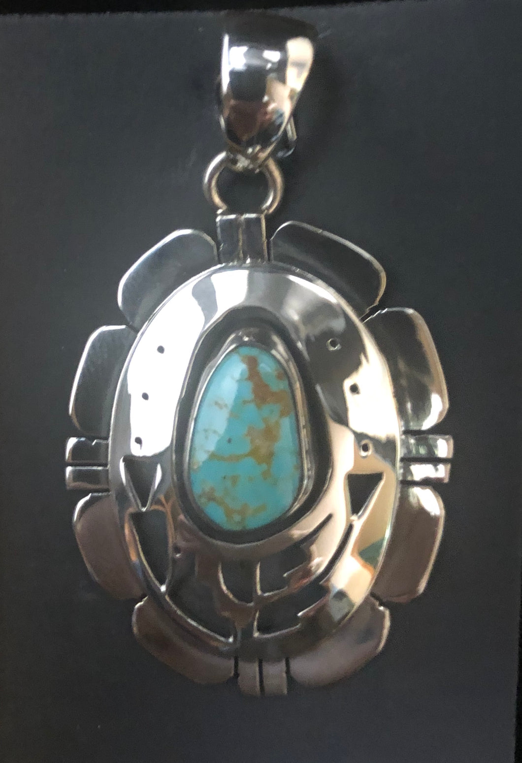 Turquoise sterling silve shadow box necklace pendant