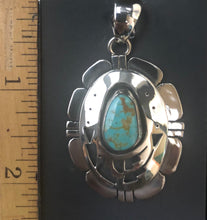Load image into Gallery viewer, Turquoise sterling silve shadow box necklace pendant
