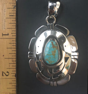 Turquoise sterling silve shadow box necklace pendant