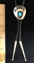 Load image into Gallery viewer, Turquoise sterling silver bear paw bolo
