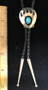 Turquoise sterling silver bear paw bolo