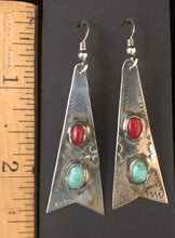 Load image into Gallery viewer, Turquoise &amp; coral sterling silver earrings
