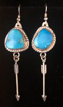 Load image into Gallery viewer, Turquoise Sterling silver arrow earrings
