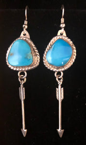 Turquoise Sterling silver arrow earrings