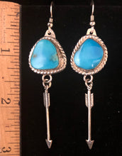 Load image into Gallery viewer, Turquoise Sterling silver arrow earrings
