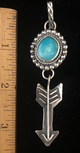 Turquoise & arrow sterling silver pendant