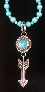 Turquoise & arrow sterling silver pendant