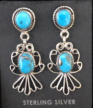 Load image into Gallery viewer, Turquoise sterling silver filigree earrings
