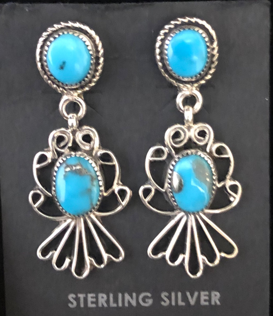 Turquoise sterling silver filigree earrings