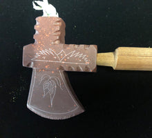 Load image into Gallery viewer, Red Tomahawk Pipe with beaded stem
