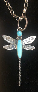 Turquoise sterling silver dragonfly necklace