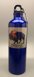 Osage Reservation aluminum water bottle with multi color buffalo