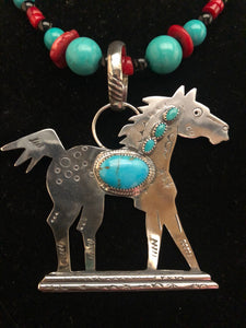 Turquoise and Silver Proud Pony necklace