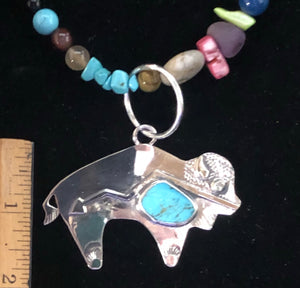 Turquoise sterling silver Buffalo necklace