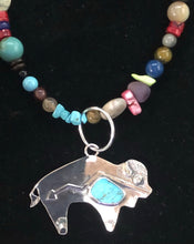 Load image into Gallery viewer, Turquoise sterling silver Buffalo necklace
