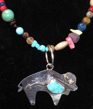 Load image into Gallery viewer, Turquoise sterling silver Buffalo necklace
