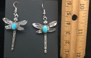 Turquoise Sterling Silver Dragonfly Earrings