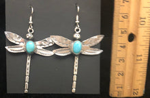 Load image into Gallery viewer, Turquoise and Sterling Silver Dragonfly Earrings
