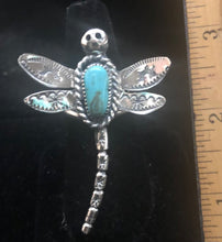 Load image into Gallery viewer, Turquoise dragonfly sterling silver ring
