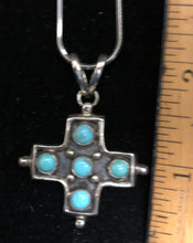 Load image into Gallery viewer, Turquoise sterling silver cross necklace
