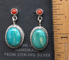 Load image into Gallery viewer, Turquoise and Coral Sterling Silver Earrings
