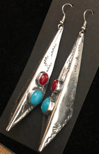Load image into Gallery viewer, Turquoise &amp; Coral Sterling Silver Earrings
