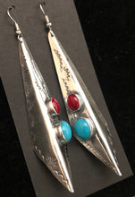 Load image into Gallery viewer, Turquoise &amp; Coral Sterling Silver Earrings
