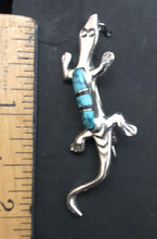 Load image into Gallery viewer, Turquoise Sterling Silver Lizard Pin/Pendant
