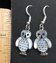 Load image into Gallery viewer, Owl Mother of Pearl Sterling Silver Earrings
